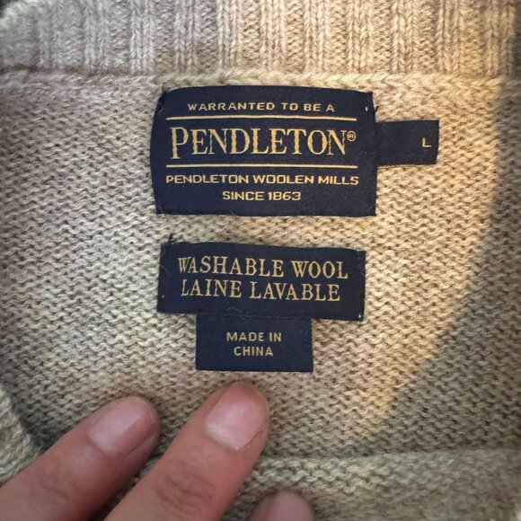 Vintage 90s Pendleton Washable Shetland Wool Cream Pullover Sweater, Size Large - Picture 3 of 7